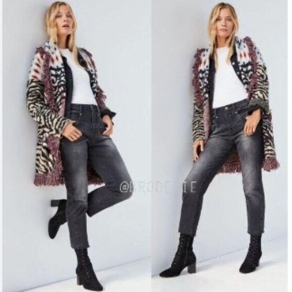 Anthropologie Paloma Fringed Cardigan Animal Print Fringe XL - Picture 4 of 15